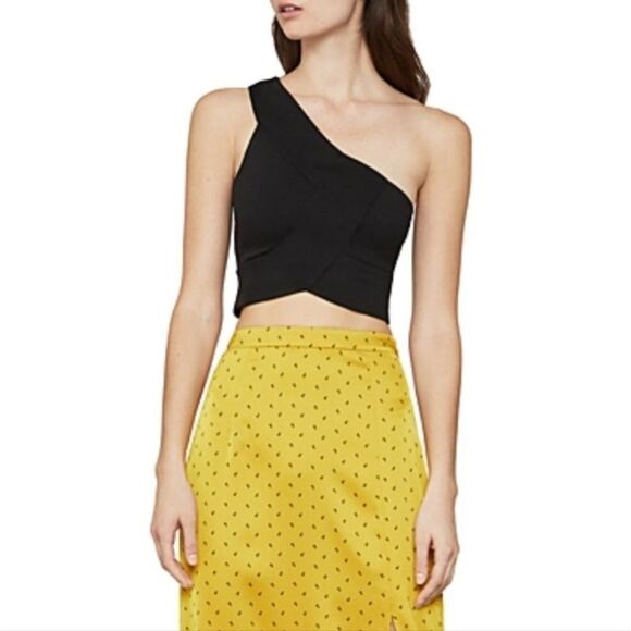 BCBGMaxAzria One Shoulder Black Cropped Top Medium - Picture 1 of 6